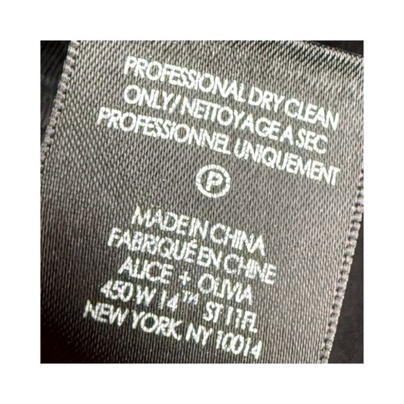 Alice + Olivia Corset Square Neckline 3/4" Sheer Sleeve Crop Top 2 black - Picture 7 of 8